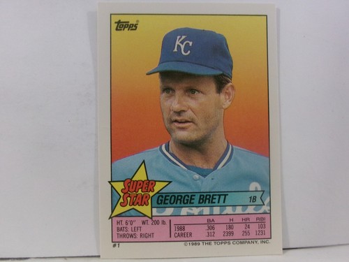 George Brett, Jose Uribe, Chet Lemon 1989 Topps Stickers Super Star Backs card
