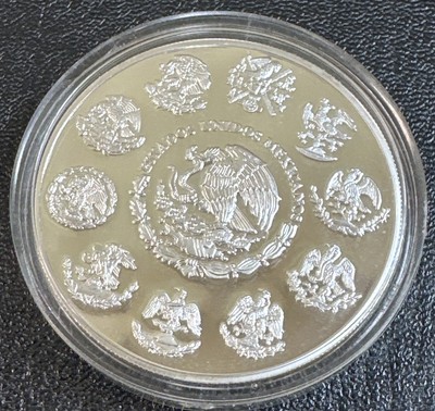 未使用 メキシコ　シルバーラウンド 1oz 純銀 .999 アステカ太陽石 ○メキシコ アステカ・カレンダー ラウンド銀貨 シルバー 純銀1オンス