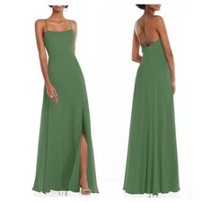 After Six Convertible Tie Evening Gown A-line Side Slit Vineyard Green