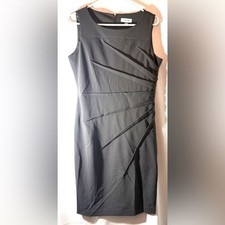 Calvin Klein-Stitch Fix Sleeveless Black Sheath Dress with Angular Pleats NWT