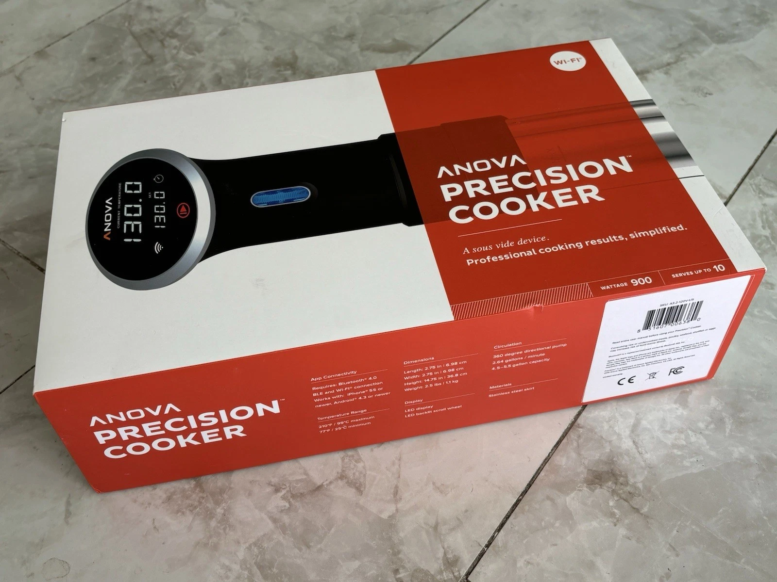 Anova Precision Cooker -900W WiFi Culinary Sous Vide NEW