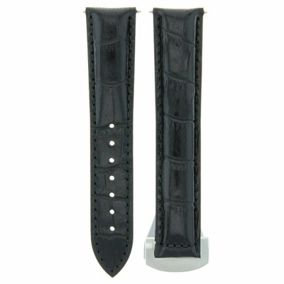 22MM LEATHER STRAP BAND CLASP FOR 41.5MM OMEGA SPEEDMASTER 57 CHRONO MOON BLACK