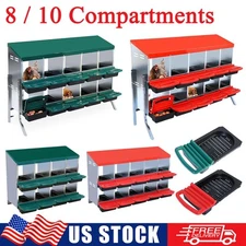 8/10 Holes Chicken Nesting Box 2-Tiers Roll Out Egg Nest Box Hen Roosting Boxes