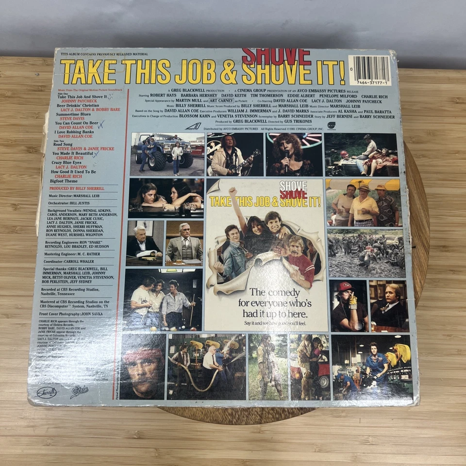 Take This Job And Shove It Original Motion Picture Soundtrack LP Epic Records VG - Image 2 of 4
