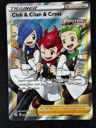 Pokémon TCG Chili & Cilan & Cress 258/264 SWSH08: Fusion Strike Ultra Rare NM
