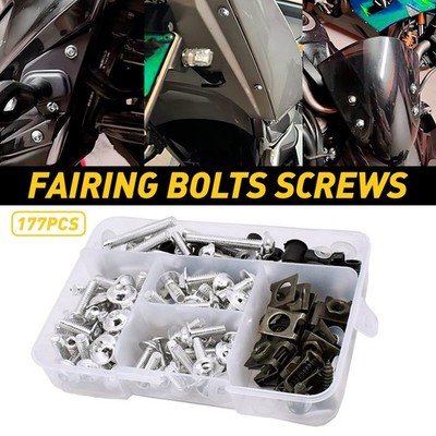 177pcs Fairing Bolts Fastener Screws Kit Silver For Suzuki Kawasaki Yamaha Set