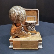 Basketball Trophy Resin Metal Looking Shoe Goal Ball New Unisex 5" 4.5" 2.25"