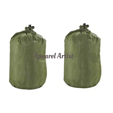 New 2 Pack US Military Rubberized Waterproof Clothing Bag With Tie Strings Green
