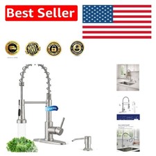 304 Stainless Steel Kitchen Faucet with Soap Dispenser - Dual Spray Mode Design