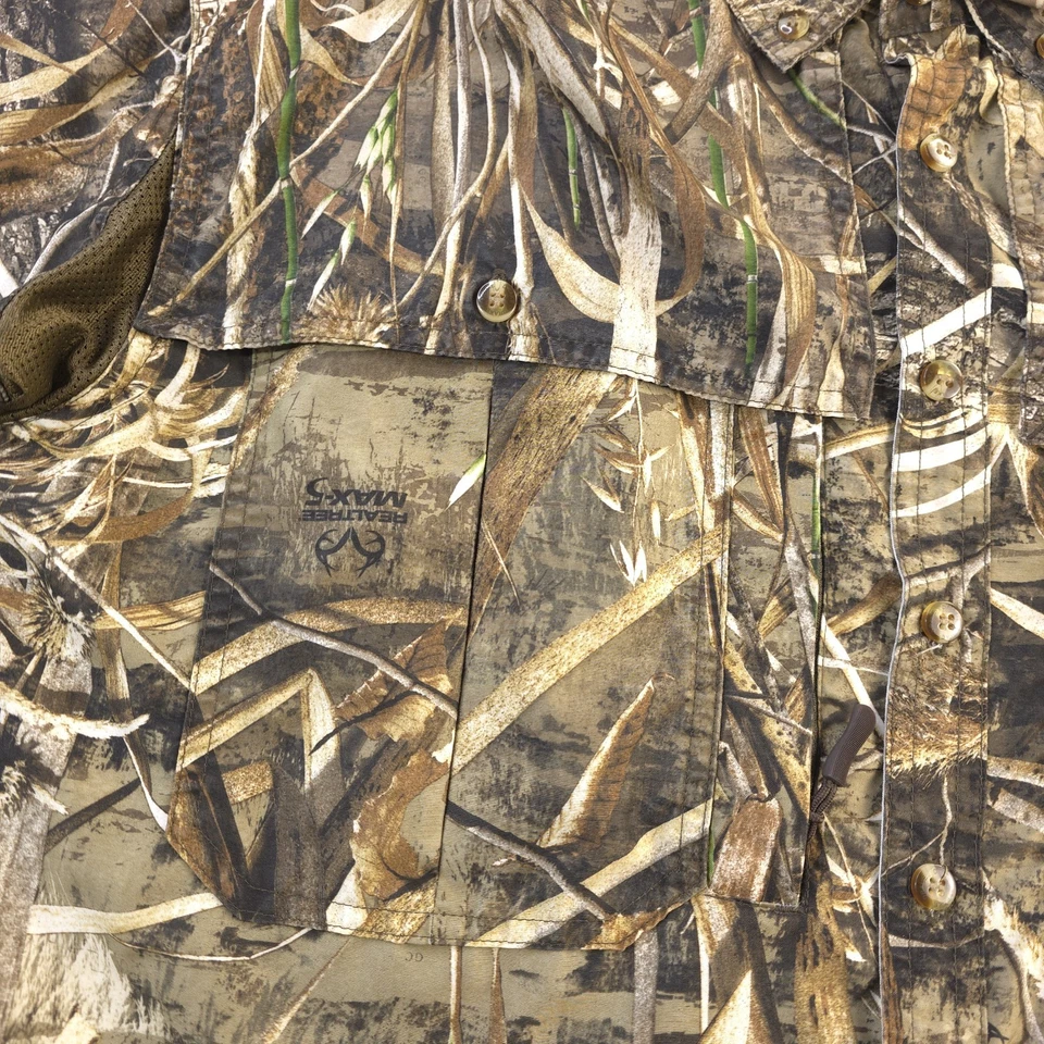 Drake Camouflage Shirt Medium Short Sleeve Vented Realtree Max Button Up Pocket  - Image 2 of 4