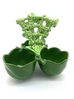 Vintage Shawnee Pottery Green 3-Section Condiment Dish/Planter