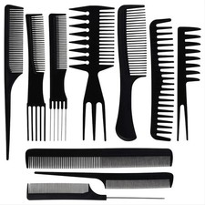 10 piece Hair Styling Comb Set Professional Black Hairdressing Combs