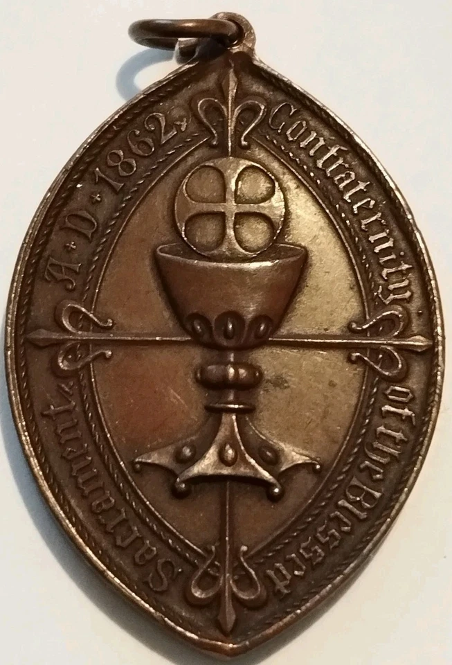 Bronze 1862 Gothic medal for CATHOLIC  conversion of Anglican communion to Rome. - Image 3 of 4