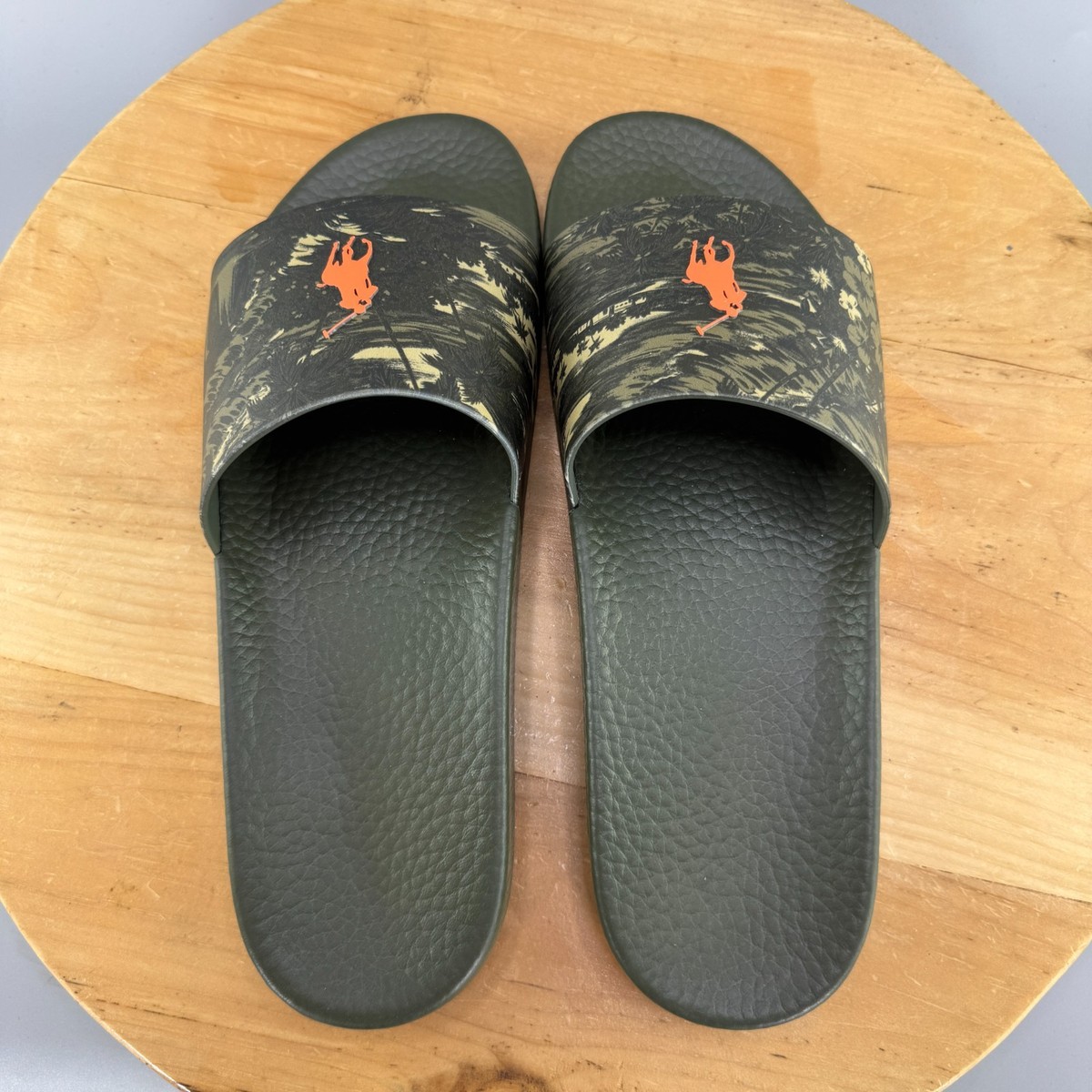 Polo Ralph Lauren Men\'s Size 13 Scenic-Print Floral Side Sandals Camo Green NEW Polo Ralph Lauren Green Sandals for Men for sale | eBay main image 4
