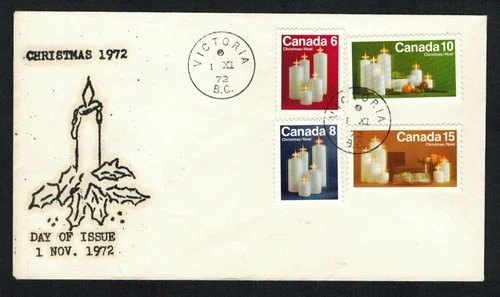 Canada #606-609, 1972 Candles set on unknown cachet FDC - Victoria BC
