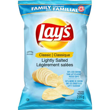 Lay's Lightly Salted Potato Chips, 235g/8.3 oz., {Imported from Canada}