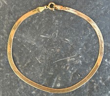 Vintage Italy 14K Gold Herringbone Bracelet 585 Estate Jewelry 1.9Grams 8in 4MM