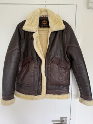 Men's brown leather bomber jacket ''Aviator,'' GLORY STORE