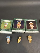 "Teddy - Bear Style" MINIATURE Hallmark Keepsake Ornament Lot Of 3 2, 3, 4