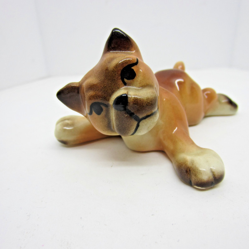 Signed Vintage Boxer Dog Billy Ceramic Arts Studio Billy Laying Down Very Cute
