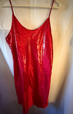 Gilligan  O'Malley Red Satin Full Slip Nightgown Adjustable Straps L