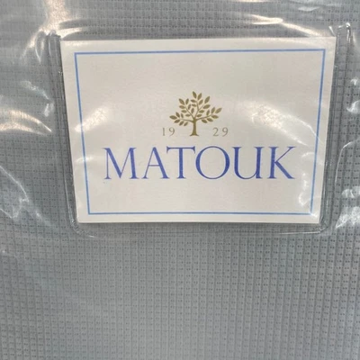 Matouk Giorgio Coverlet Full/Queen Pool Blue Cotton Matelasse Made in USA Luxury - Image 1 of 4