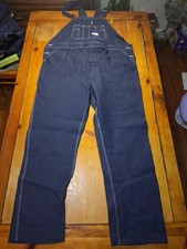 Round House USA Denim Bib Overalls Men's 48x34 Dark Wash 100 Cotton USA Made