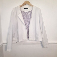 Dorothy Perkins Womens Jacket White Size UK 16 Wedding Cruise Races Crop Blazer