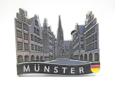 Münster Prinzipalmarkt Metall Magnet Germany Souvenir Nordrhein Westfalen