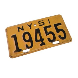 1951 NEW YORK Motorcycle License Plate Tag NY 19455