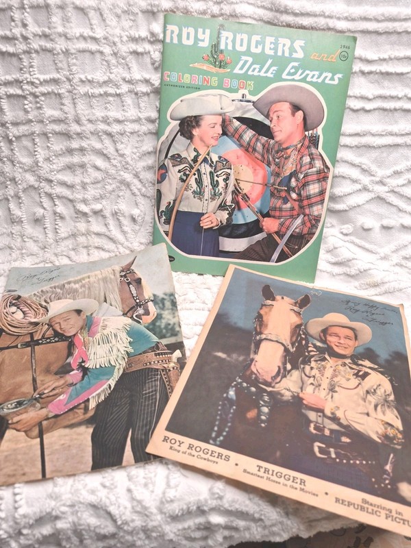 Vintage 1960 Unused Roy Rogers & Dale Evans Coloring Book + 2 Pictures Of Roy