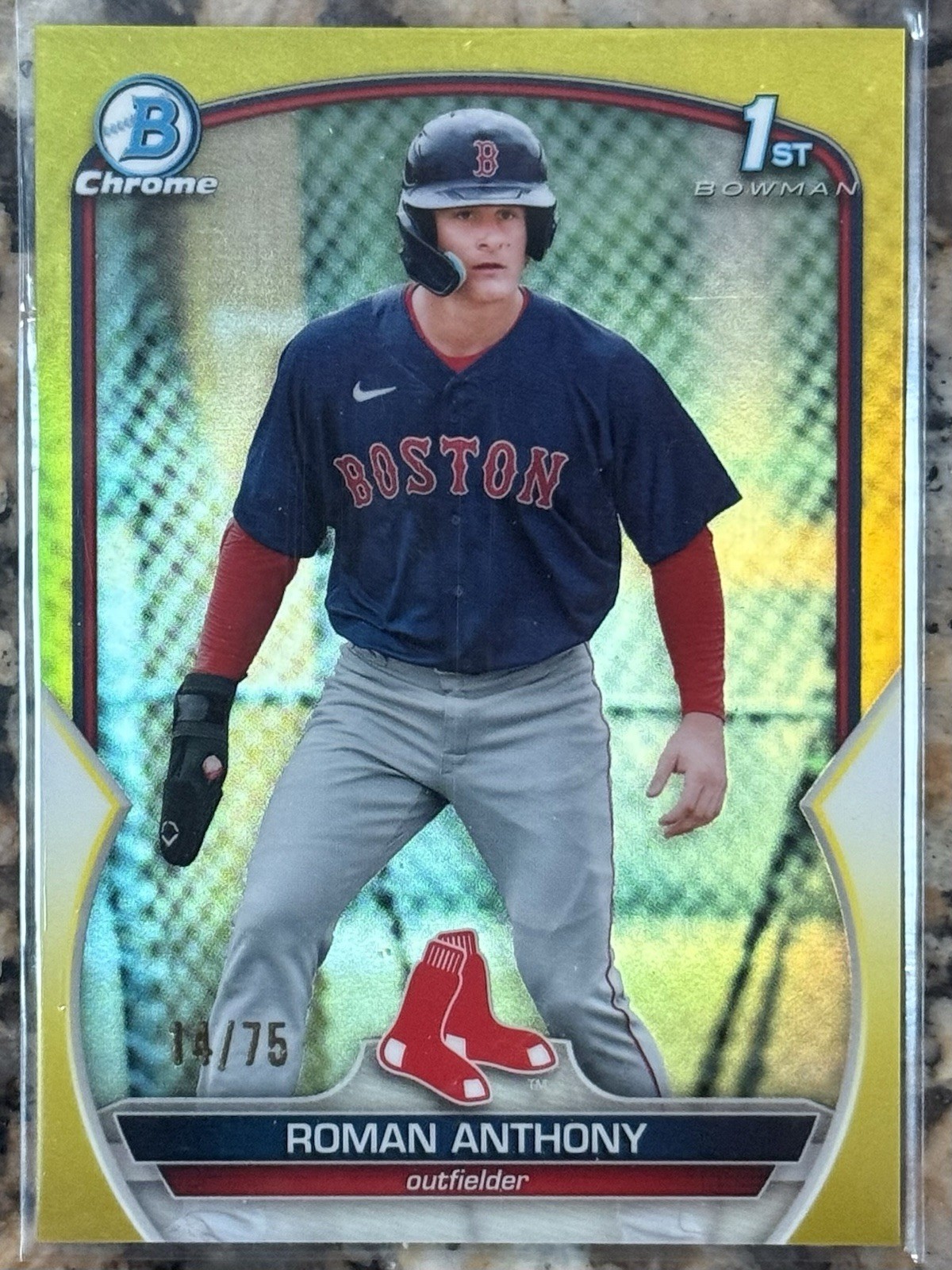 2023 Bowman - Chrome Prospects Roman Anthony #BCP-71 Yellow Refractor /75 (RC)