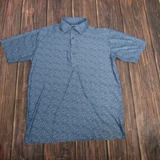 Collars & Co Polo Shirt Mens Medium Blue Floral Dress Collar Featherweight