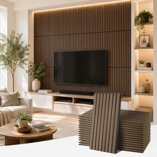 Upick Acoustic Wood Slat Wall Panels 24" x x 12" - 20 Pack, Dark Walnut