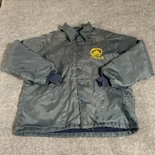 VTG Swingster Jacket Mens Large Black Snap Fleece Lined Bomber Windbreaker 80s