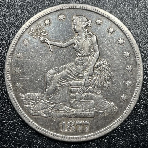 1877-S Trade Silver Dollar $1 XF Details Extra Fine Cleaned Nice Type Coin