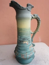 Weller Dickensware 13" Fish & Seahorse Tankard Upjohn & Pickens 1902  AS IS