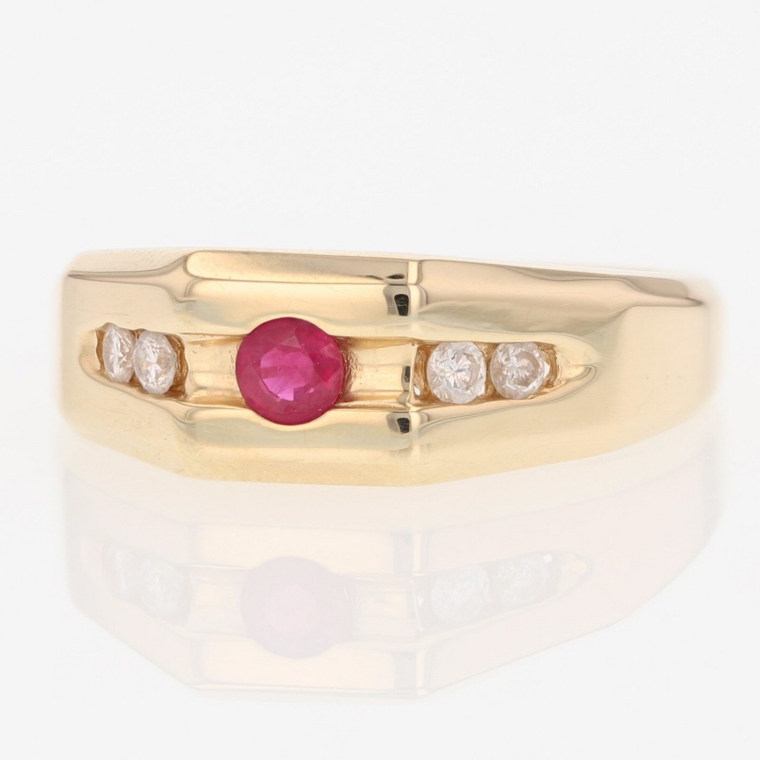 .49ctw Ruby Solitaire and Diamond Wedding Band Ri… - image 3