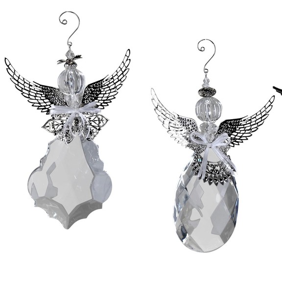 2Er Set Deko HäNger Angel Engel H. 23Cm Silber Klar Acryl + Metall Formano W25-image