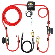 Split Charge Relay Kit, 6Mtr 12V, Automatic Dual Battery Isolator Kit with 140AM