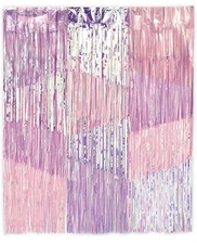 BIRTHDAY Luminous IRIDESCENT FOIL FRINGE BACKDROP (1) Birthday Party 4ft x 3ft