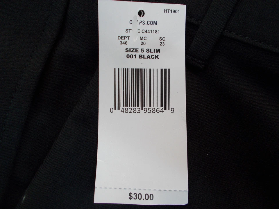 Pantalones de vestir ajustados negros delanteros planos talla 7 Chaps $30 para niños Foto 4 de 4