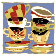 Ceramic Tile Mural Backsplash Covey Coffee Tea Cup Kitchen Art TOC007