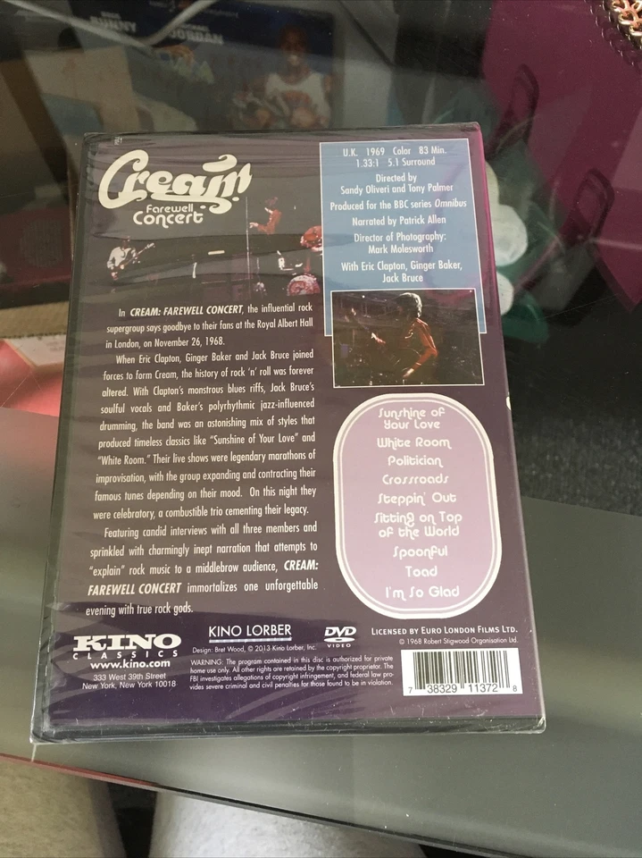 Cream: Farewell Concert DVD Restored Extended Edition Jack Bruce Eric Clapton - Image 2 of 2