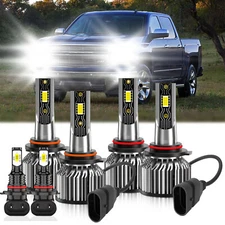 6x LED Headlight Bulb High Low+Fog Light Kit For Chevy Silverado 2500 2003-2004