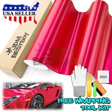 Premium Pink Brushed Aluminum Steel Vinyl Wrap Sticker Film Decal Air Release