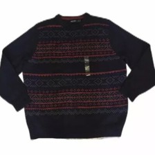 NAUTICA Men's XL Sweater Blue Multi Crewneck 100 Cotton NWT