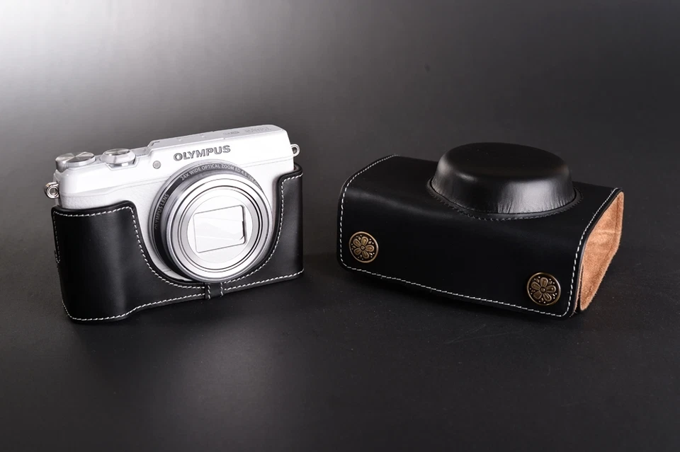 Capa bolsa de couro genuíno real completa para câmera Olympus STYLUS SH-1 SH-2 B - Imagem 2 de 4