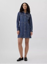 Gap Women’s Western Denim Mini Dress with Snaps Point Collar NWT Size S