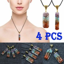 4PC 7 Chakra Orgone Energy Generator Copper Coil Necklace Pendant Mineral Quartz